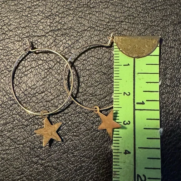 Gold Star Hoop Earrings - Picture 3 of 3